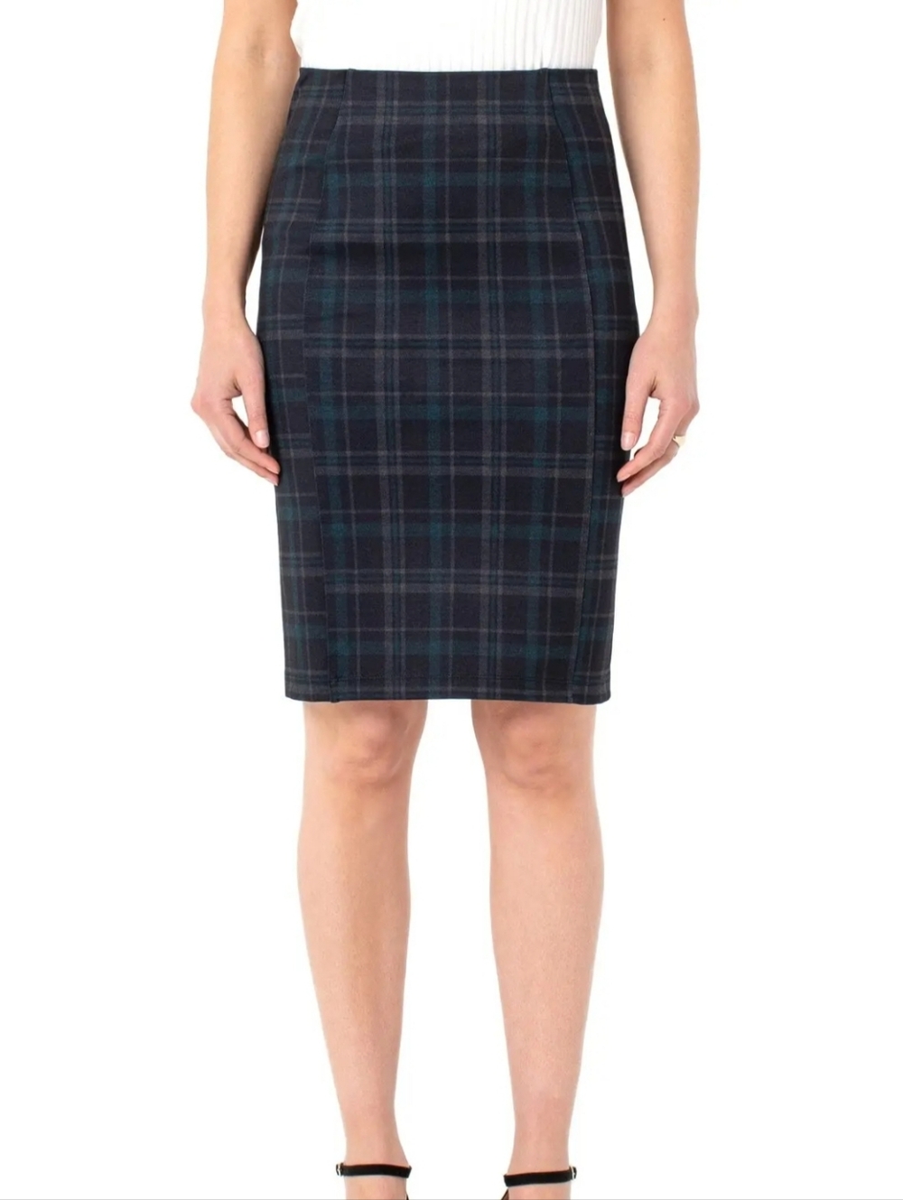 Liverpool Plaid Pencil Skirt